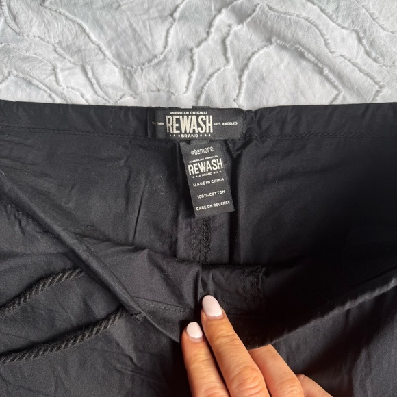 Rewash Black Cargo Pants with Jogger Cuff Tie Low Waisted - Picture 9 of 11